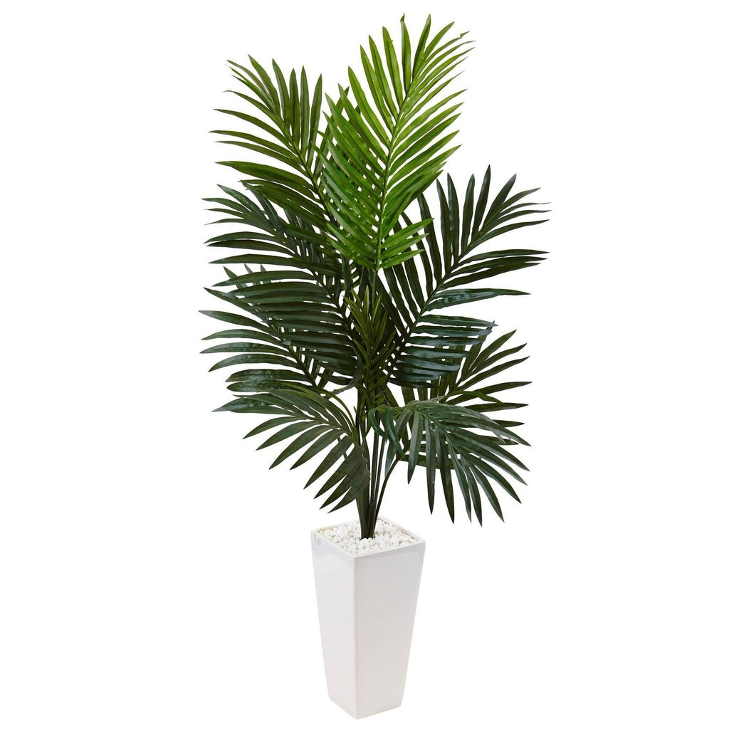 4.5’ Kentia Palm Tree in White Tower Planter | Rental