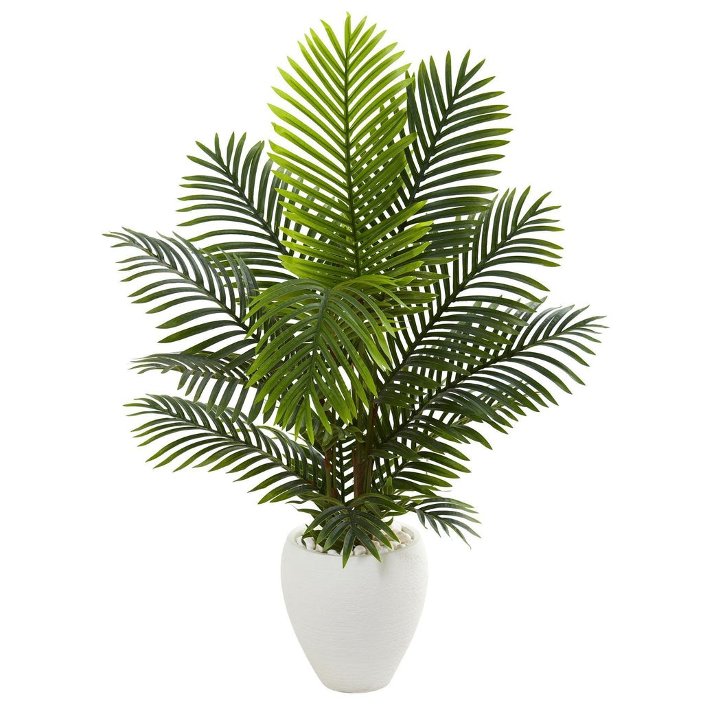 4.5’ Paradise Palm Artificial Tree in White Planter | Rental