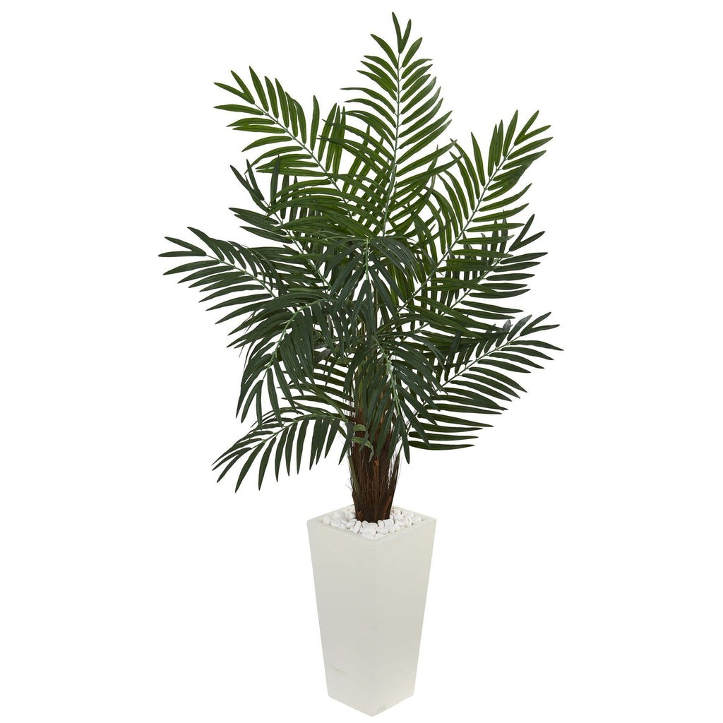 5.5’ Areca Artificial Palm Tree in White Tower Planter | Rental