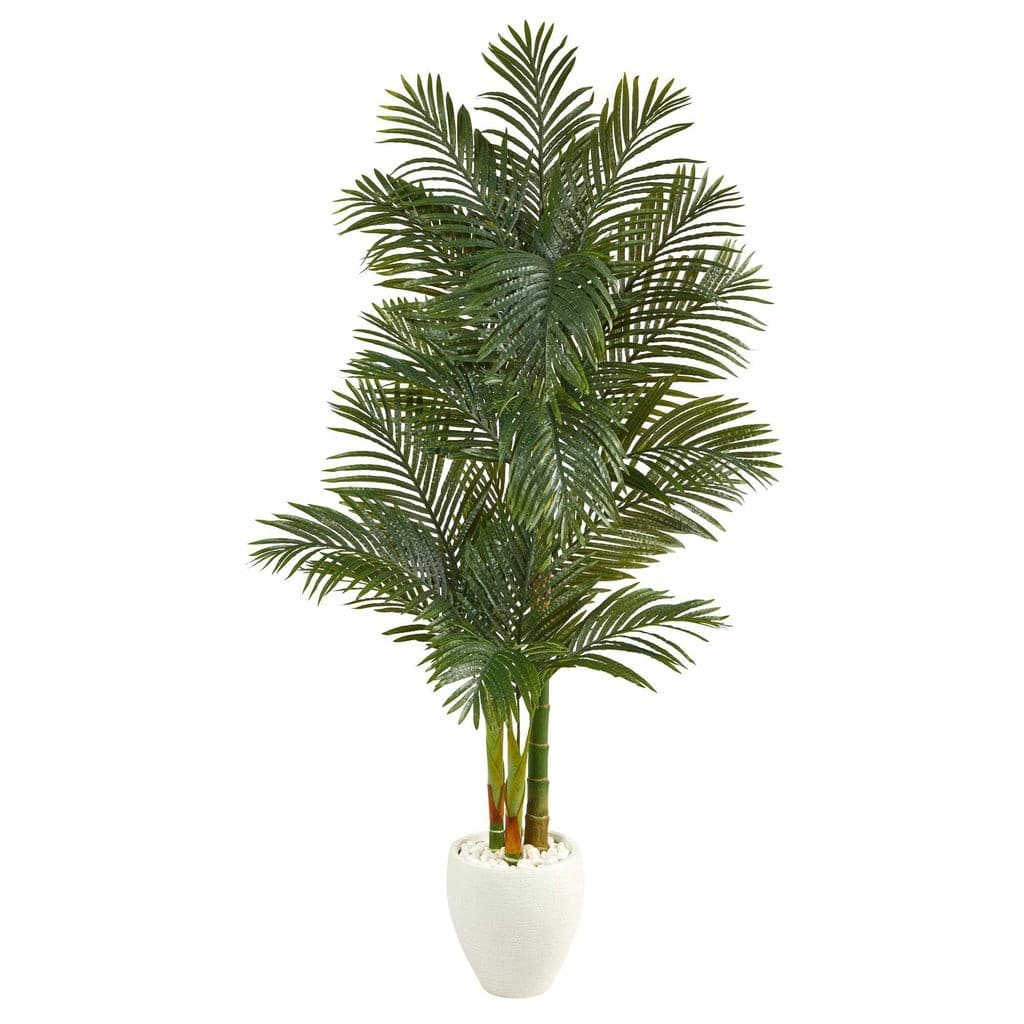 6’ Golden Cane Artificial Palm Tree in White Planter | Rental 6’ Golden Cane Artificial Palm Tree in White Planter | Rental