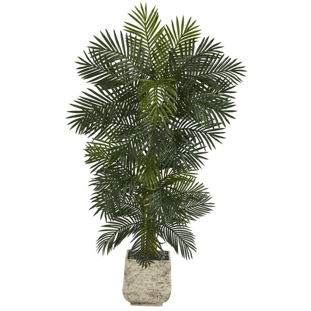 6.5’ Golden Cane Artificial Palm Tree in White Planter | Rental 6.5’ Golden Cane Artificial Palm Tree in White Planter | Rental
