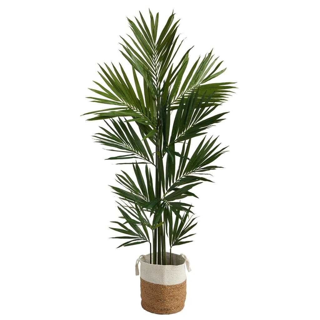 7’ Kentia Artificial Palm in Handmade Natural Jute and Cotton Planter | Rental 7’ Kentia Artificial Palm in Handmade Natural Jute and Cotton Planter | Rental