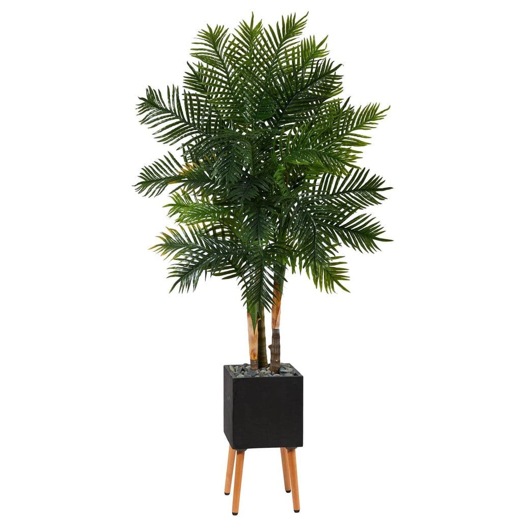 70” Areca Palm Artificial Tree in Black Planter with Stand | Rental