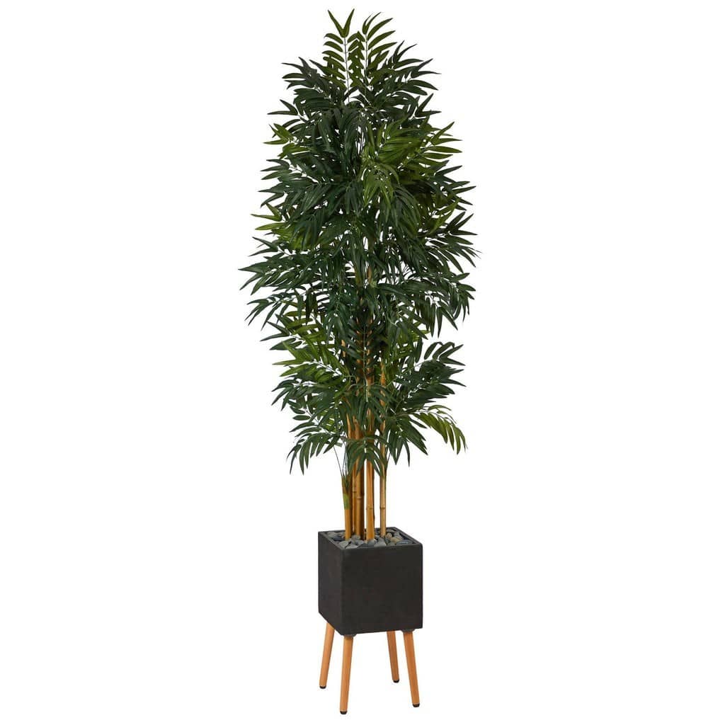 80” Phoenix Artificial Palm tree in Black Planter with Stand | Rental 80” Phoenix Artificial Palm tree in Black Planter with Stand | Rental