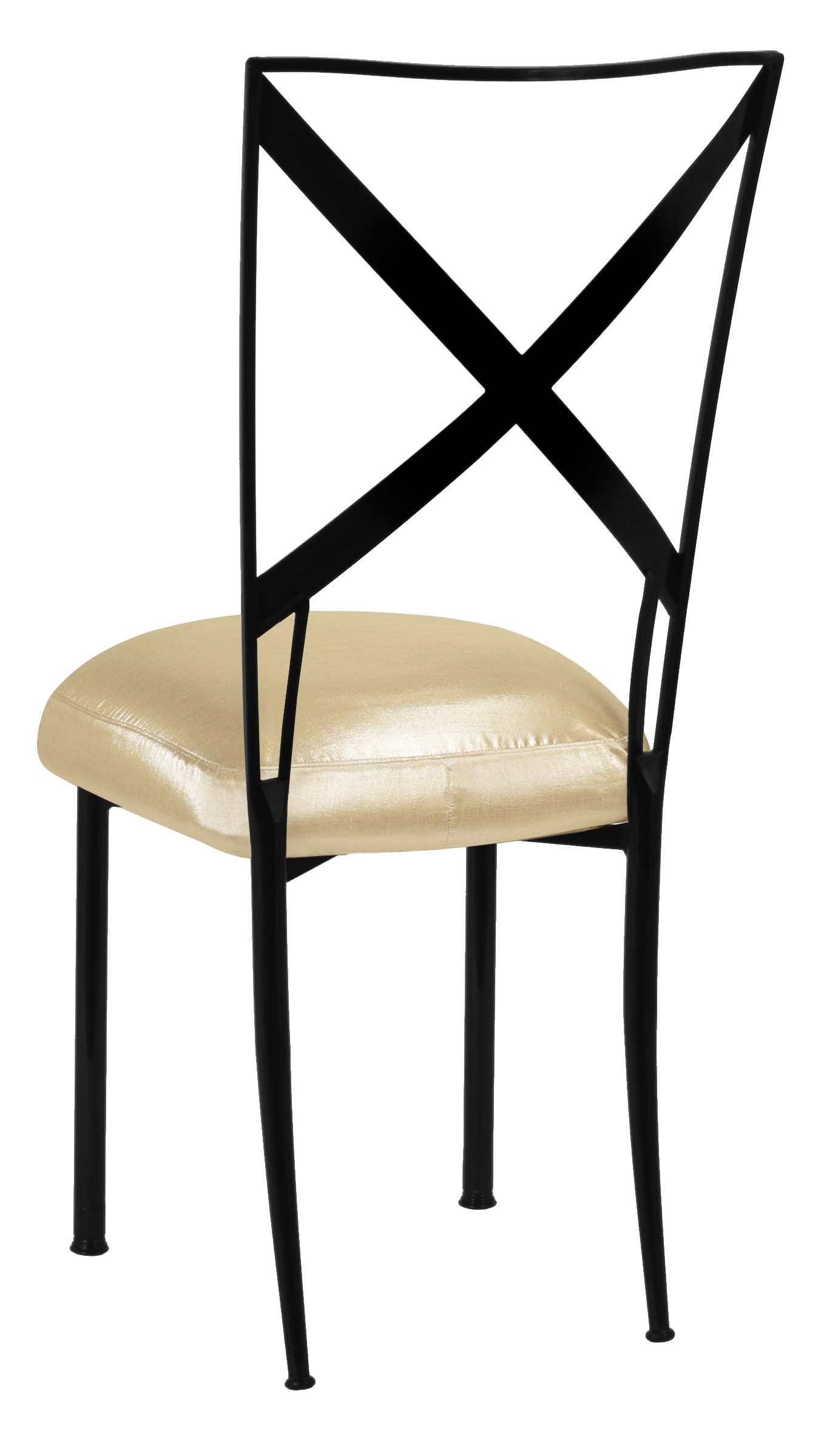 Blak. with Champagne Nu Silk Boxed Cushion – Chameleon Chair Collection | Rental Blak. with Champagne Nu Silk Boxed Cushion – Chameleon Chair Collection | Rental