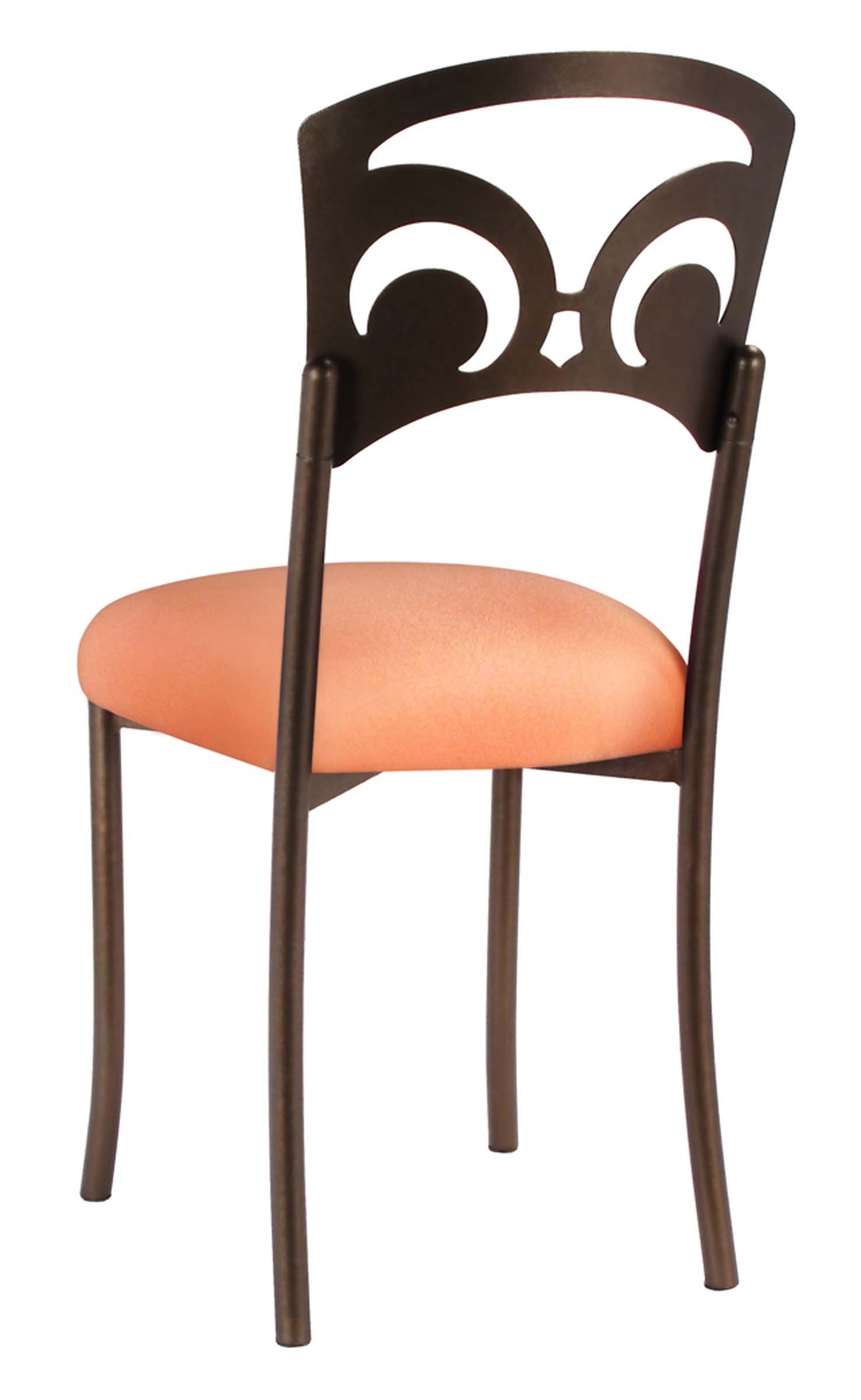 Bronze Fleur de Lis with Cantaloupe Stretch Knit Cushion – Chameleon Chair Collection | Rental Bronze Fleur de Lis with Cantaloupe Stretch Knit Cushion – Chameleon Chair Collection | Rental