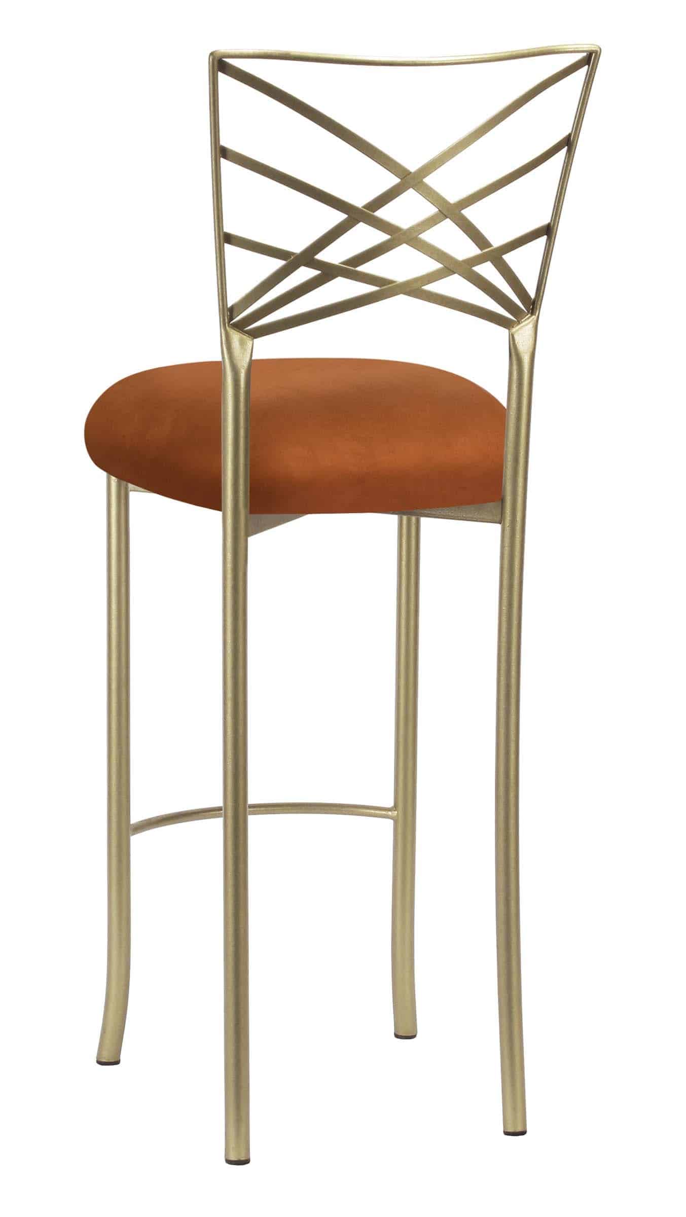 Gold Fanfare Barstool with Copper Suede Cushion – Chameleon Chair Collection | Rental Gold Fanfare Barstool with Copper Suede Cushion – Chameleon Chair Collection | Rental