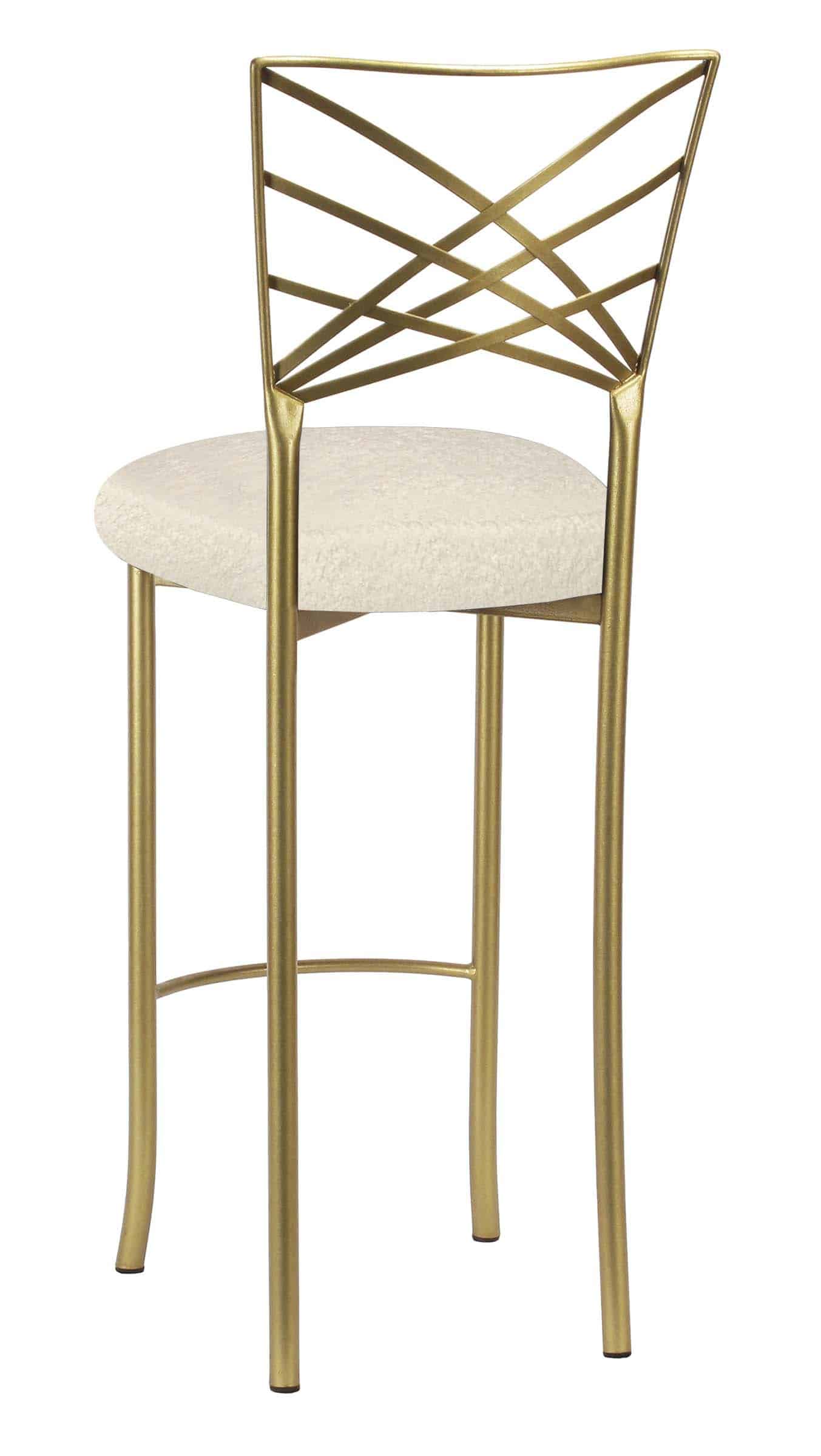 Gold Fanfare Barstool with Ivory Boucle Cushion – Chameleon Chair Collection | Rental