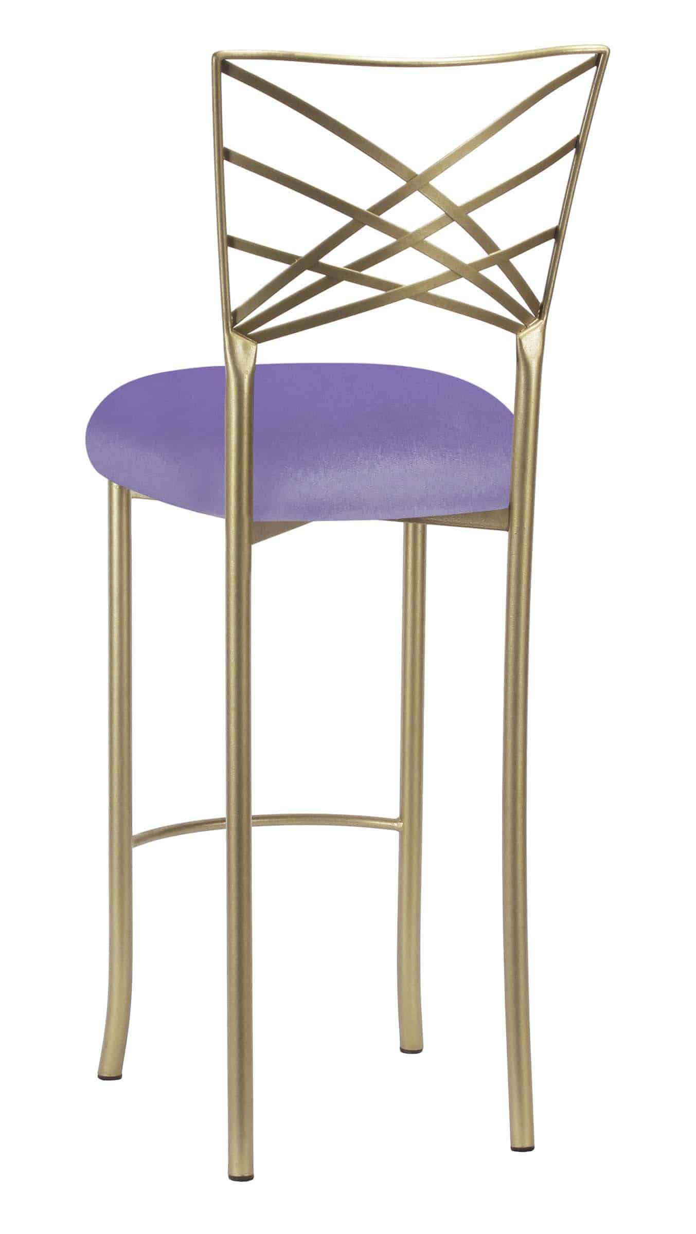Gold Fanfare Barstool with Lavender Velvet Cushion – Chameleon Chair Collection | Rental