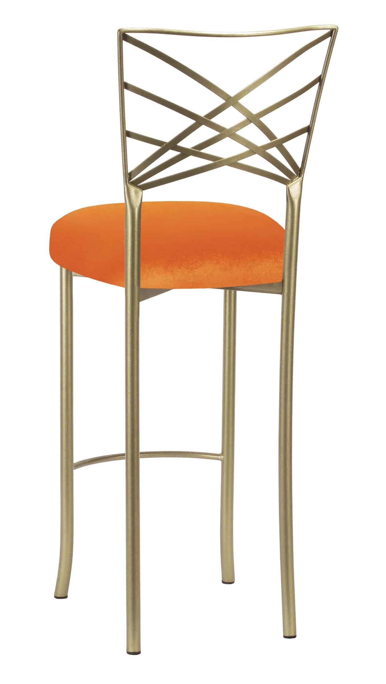Gold Fanfare Barstool with Orange Velvet Cushion – Chameleon Chair Collection | Rental