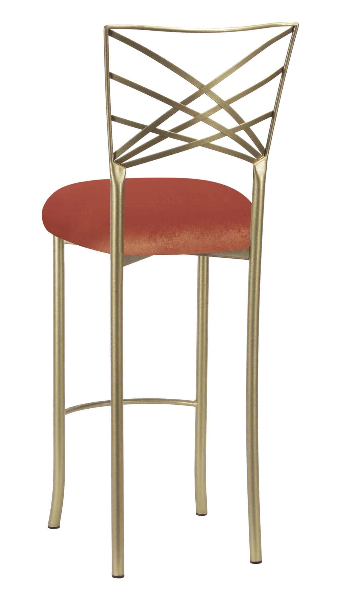 Gold Fanfare Barstool with Paprika Velvet Cushion – Chameleon Chair Collection | Rental Gold Fanfare Barstool with Paprika Velvet Cushion – Chameleon Chair Collection | Rental