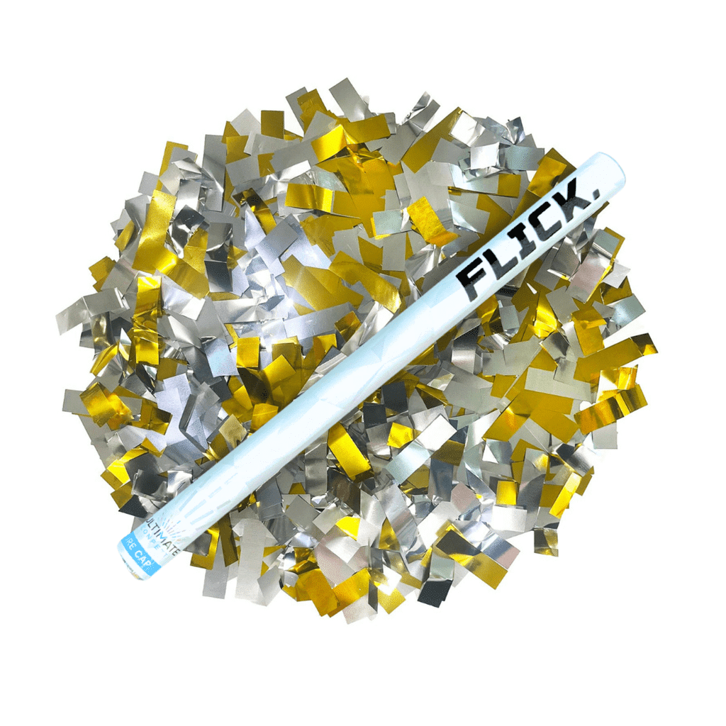 Gold & Silver – Metallic Confetti Flick Stick – 14″ (Pack of 8) | Rental