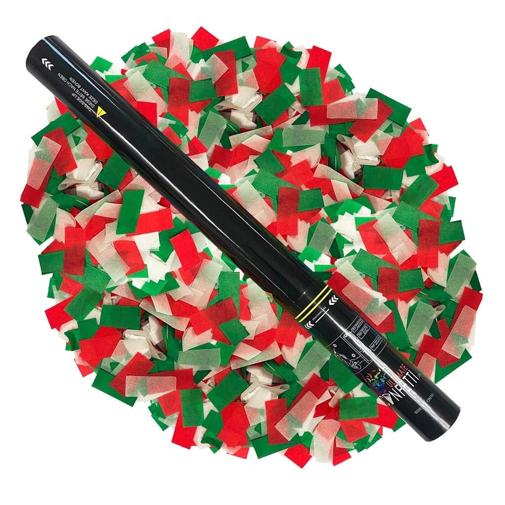 Green, White & Red Tissue Paper – Handheld Confetti POP Cannon (24″) | Rental
