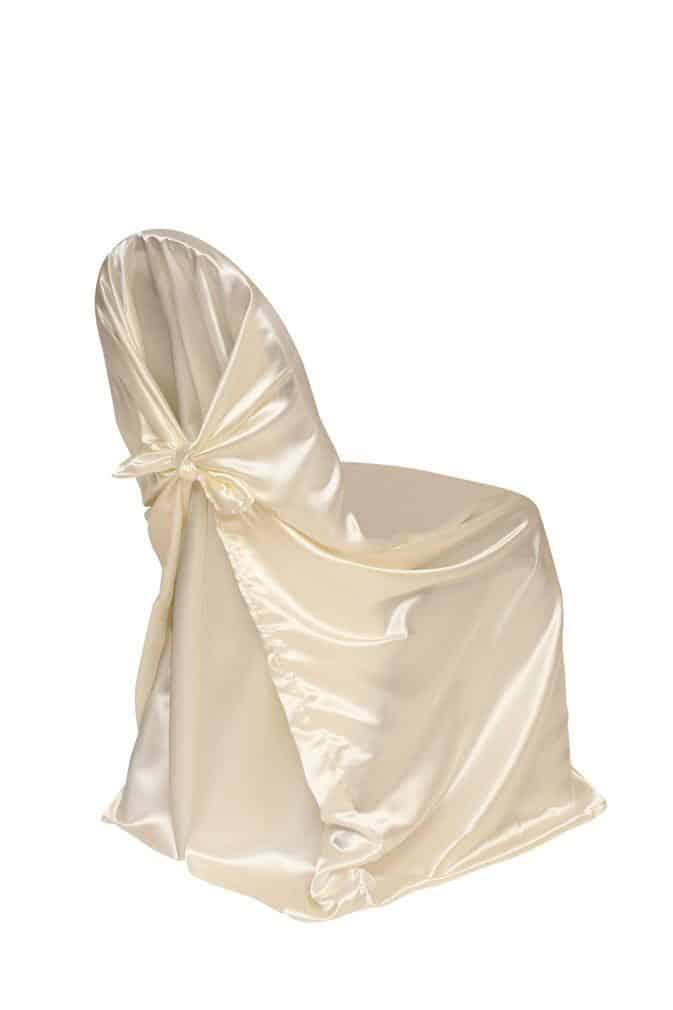 Satin Self-Tie Universal Chair Cover Ivory | Rental Satin Self-Tie Universal Chair Cover Ivory | Rental