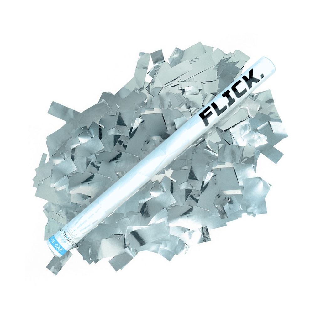 Silver Metallic Confetti Flick Stick – 14″ (Pack of 8) | Rental