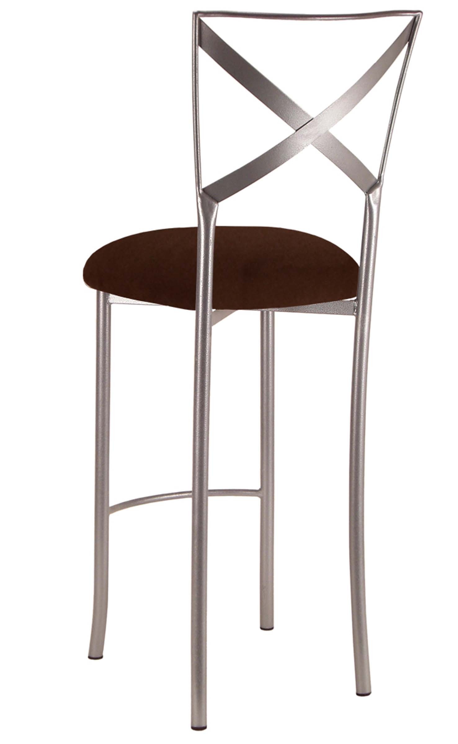 Simply X Barstool with Chocolate Suede Cushion – Chameleon Chair Collection | Rental