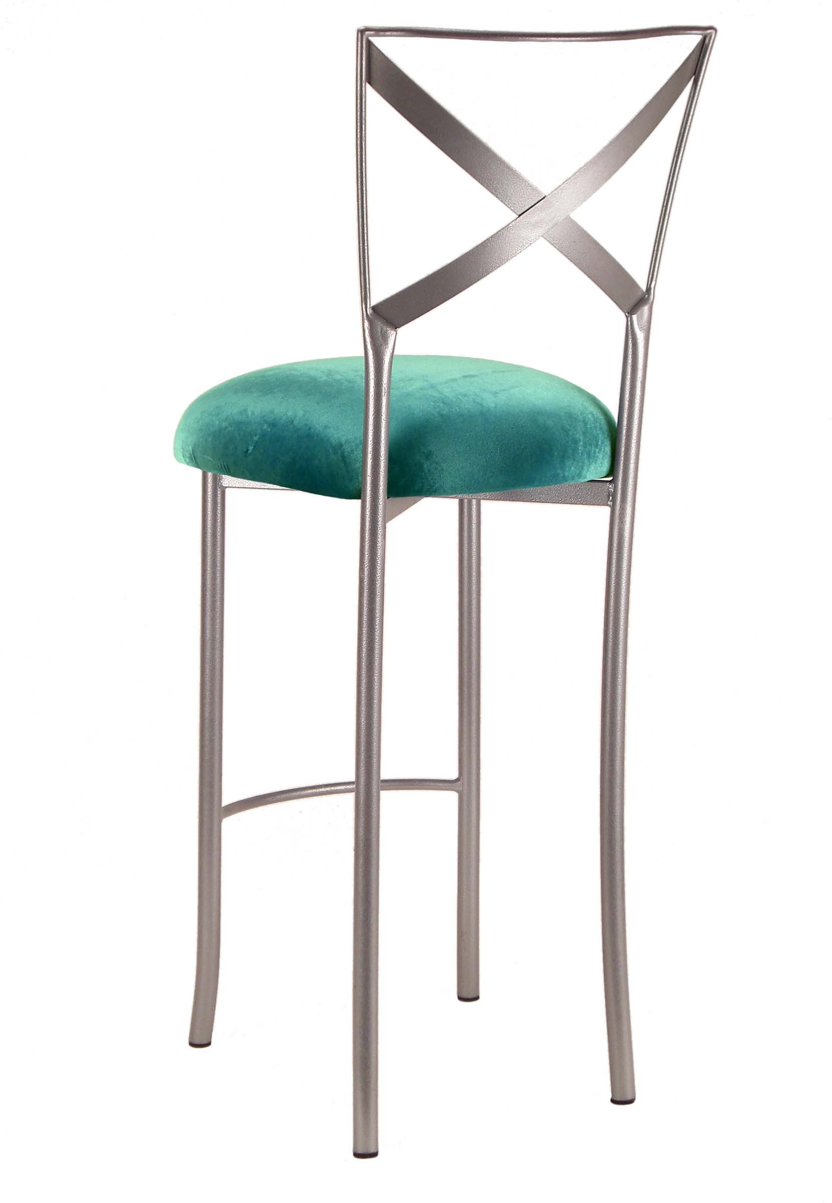 Simply X Barstool with Turquoise Velvet Cushion – Chameleon Chair Collection | Rental