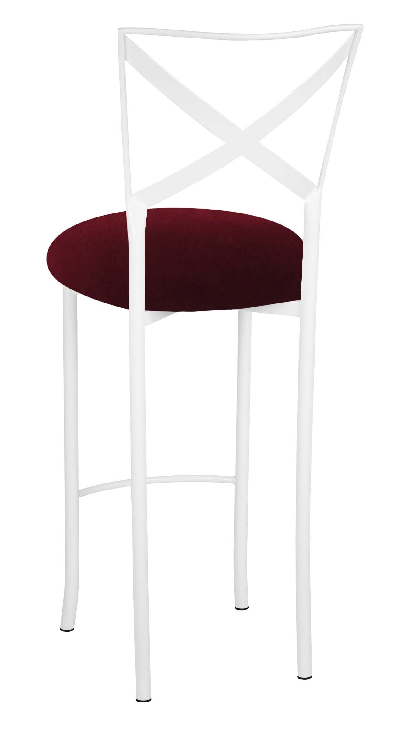 Simply X White Barstool with Cranberry Velvet Cushion – Chameleon Chair Collection | Rental Simply X White Barstool with Cranberry Velvet Cushion – Chameleon Chair Collection | Rental