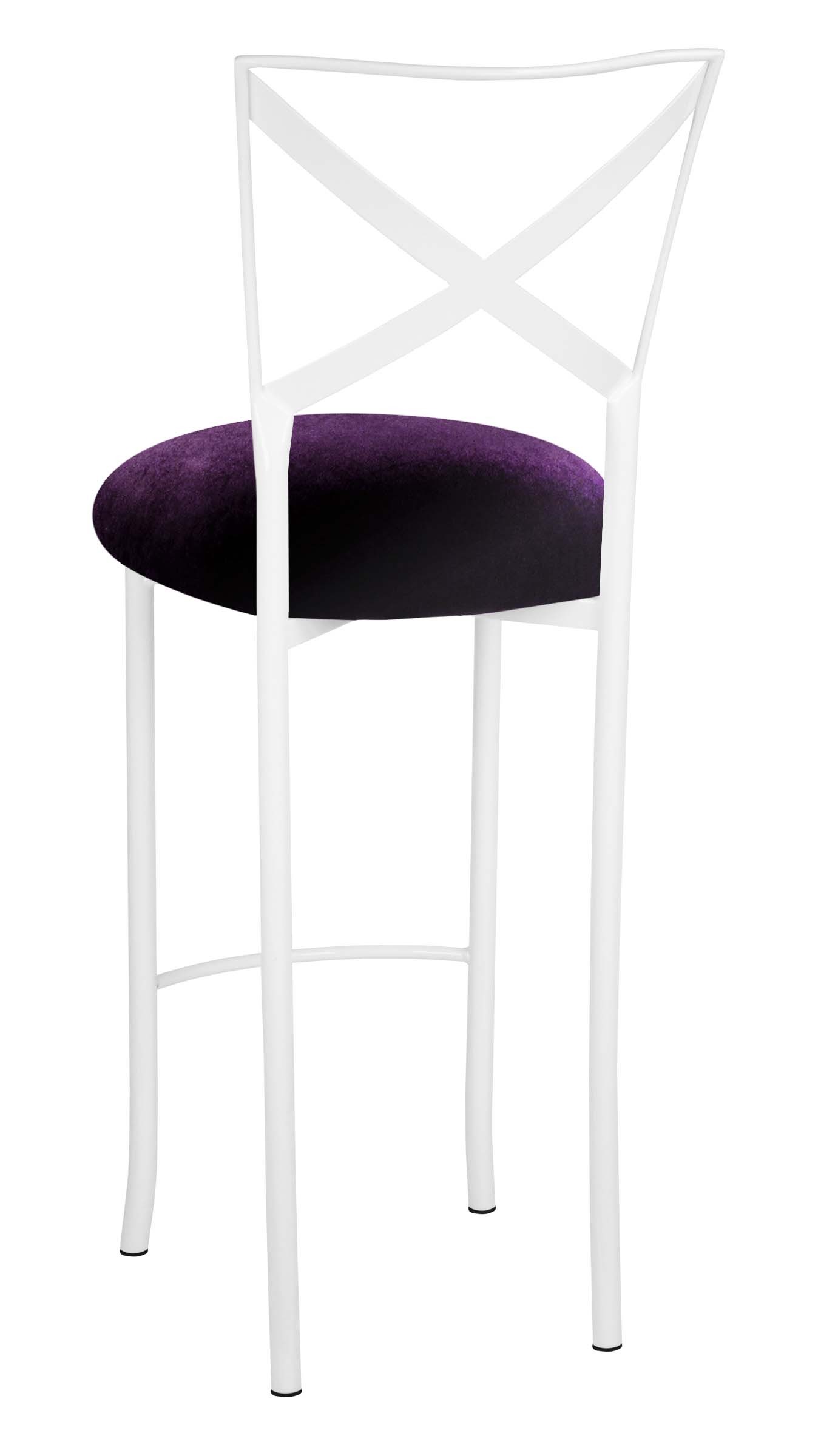Simply X White Barstool with Deep Purple Velvet – Chameleon Chair Collection | Rental