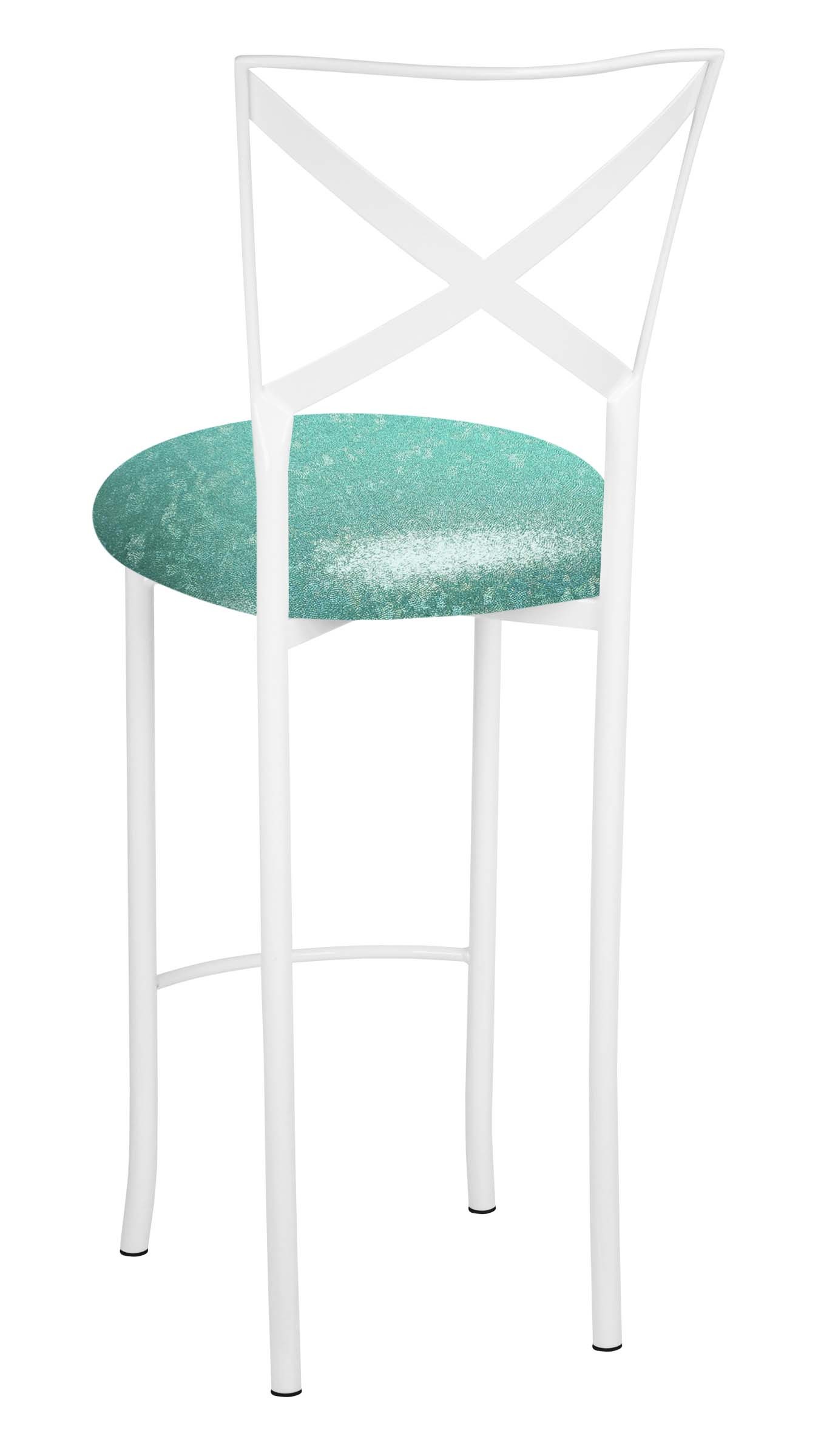 Simply X White Barstool with Mermaid Stretch Knit Cushion – Chameleon Chair Collection | Rental Simply X White Barstool with Mermaid Stretch Knit Cushion – Chameleon Chair Collection | Rental