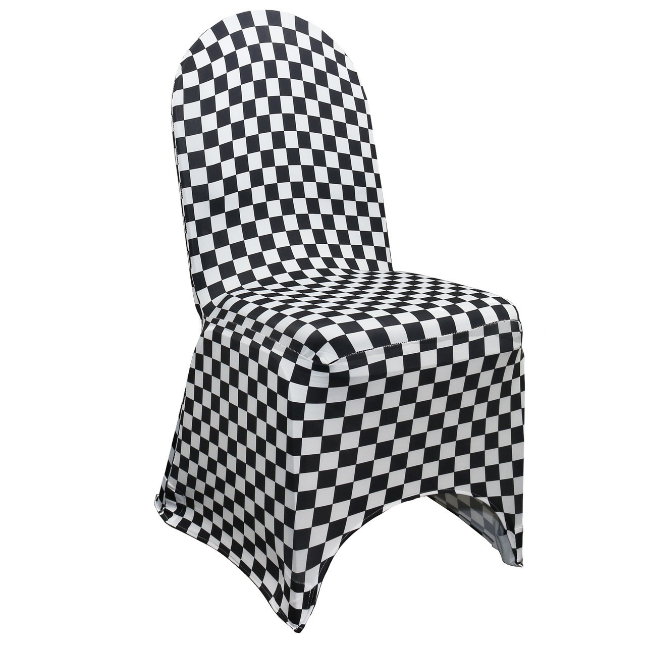 Stretch Spandex Banquet Chair Cover Black and White Checkered | Rental Stretch Spandex Banquet Chair Cover Black and White Checkered | Rental