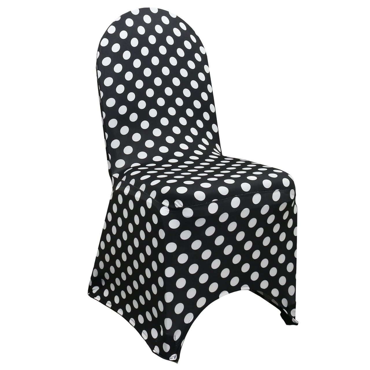 Stretch Spandex Banquet Chair Cover Black and White Polka Dot | Rental Stretch Spandex Banquet Chair Cover Black and White Polka Dot | Rental