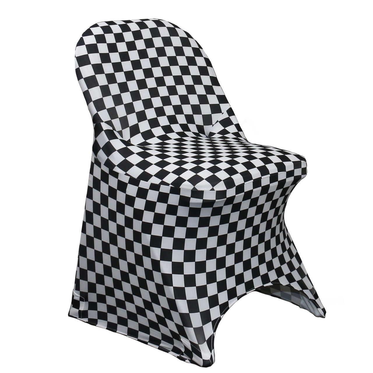 Stretch Spandex Folding Chair Covers Black and White Checkered | Rental Stretch Spandex Folding Chair Covers Black and White Checkered | Rental