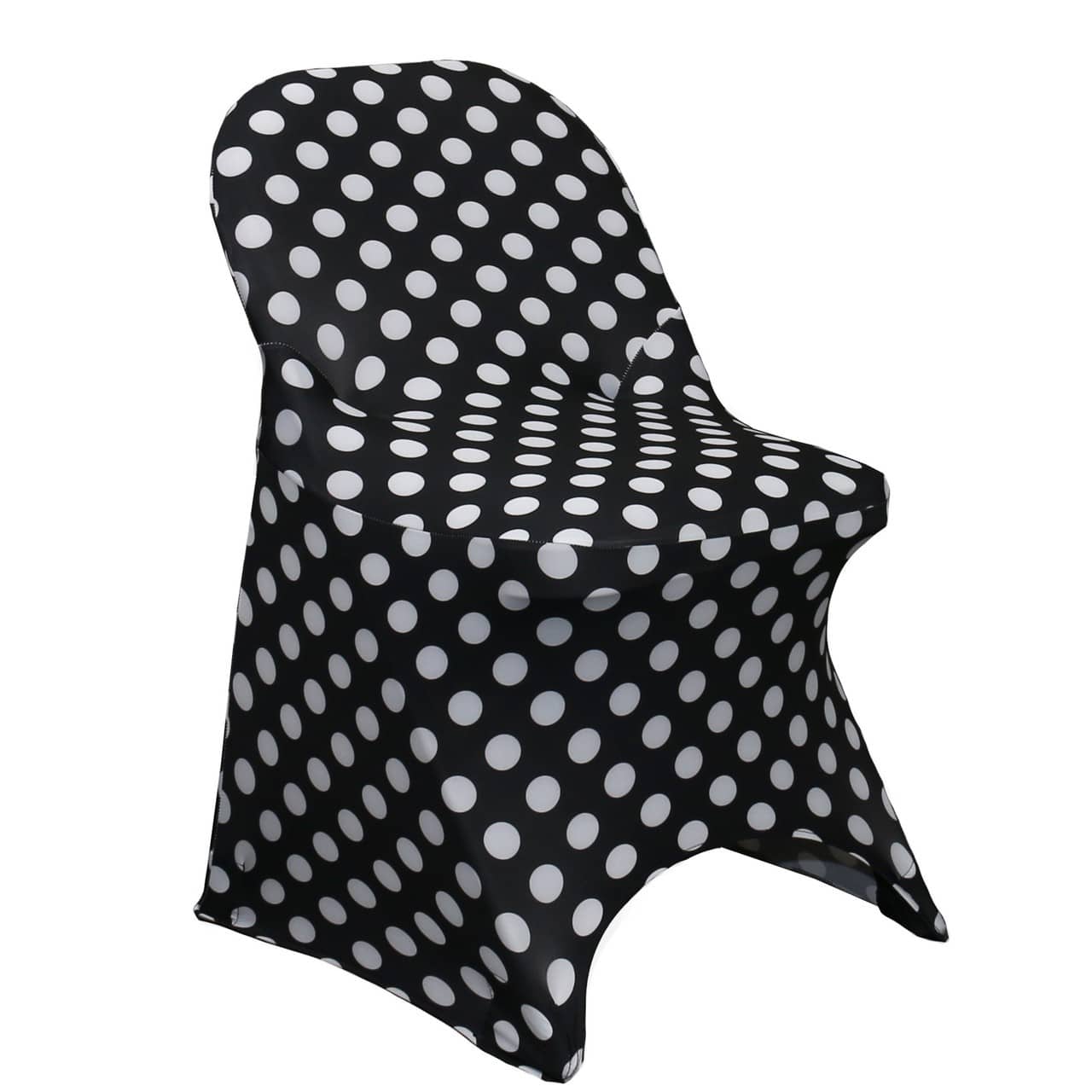 Stretch Spandex Folding Chair Covers Black and White Polka Dot | Rental Stretch Spandex Folding Chair Covers Black and White Polka Dot | Rental