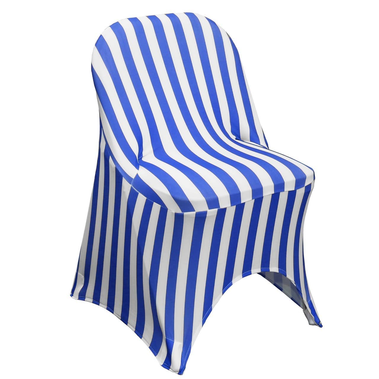 Stretch Spandex Folding Chair Covers Striped Royal Blue/White | Rental Stretch Spandex Folding Chair Covers Striped Royal Blue/White | Rental
