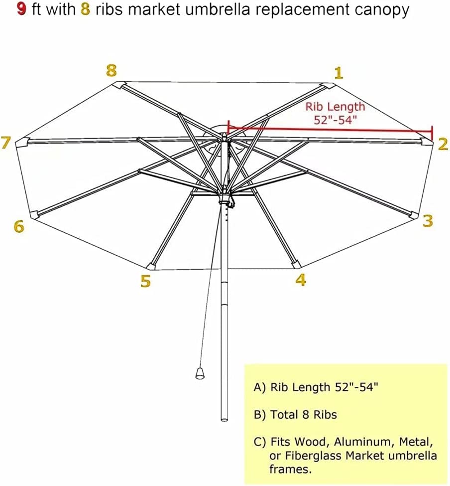 Part | 9′ Market Umbrella Top Only | Dubonnet | Rental