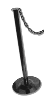 38″ Black Powder Coat Finish Metal Stanchion Post & Base Only | Rental