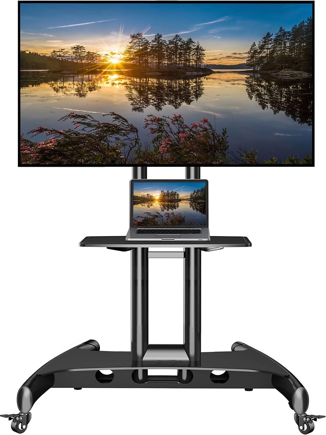 NB Mobile TV Cart, UL Listed, Rolling TV Stand with Wheels for 32 to 75 Inch LCD LED OLED Plasma Flat Panel Screens up to 100lbs (Black) : Office Products | Rental