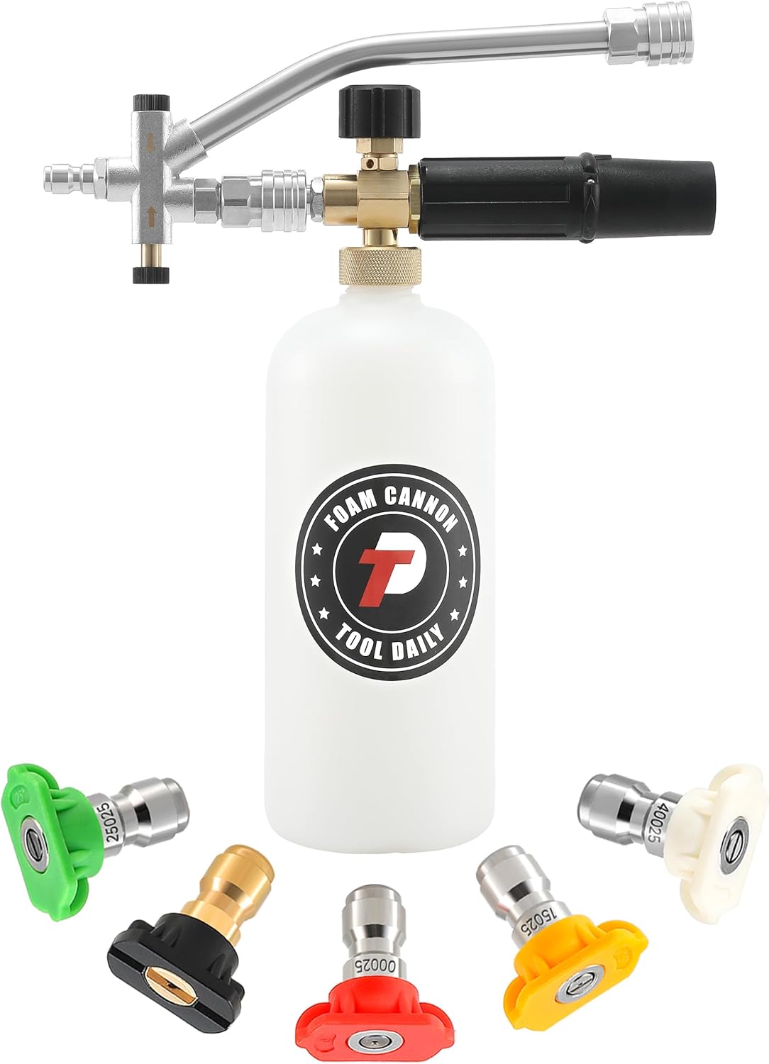 Tool Daily Foam Cannon with Dual Connector Accessory, 1/4 Inch Quick Connector, 5 Pressure Washer Nozzle Tips, 1 Liter : Patio, Lawn & Garden | Rental