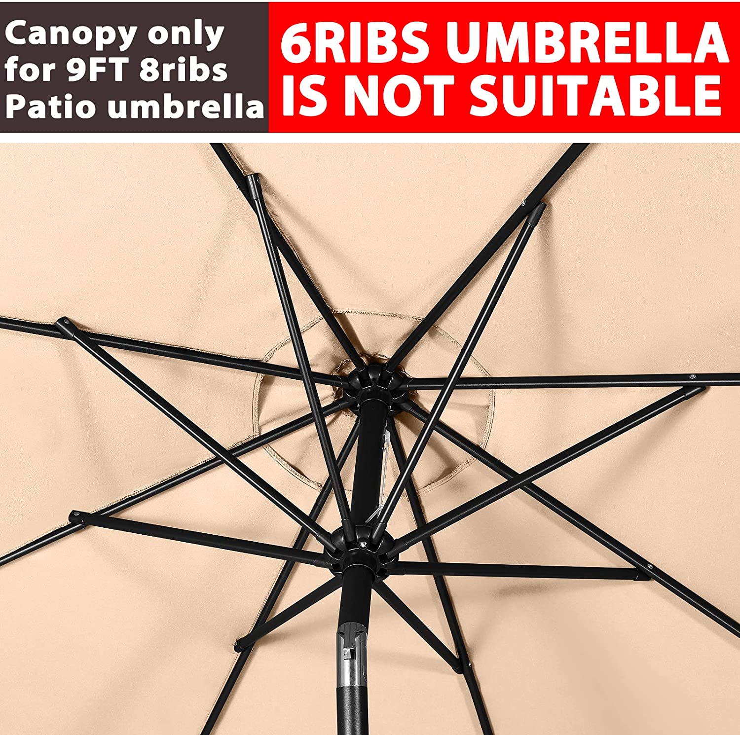 Part | 9′ Market Umbrella Top Only | Light Beige | Rental
