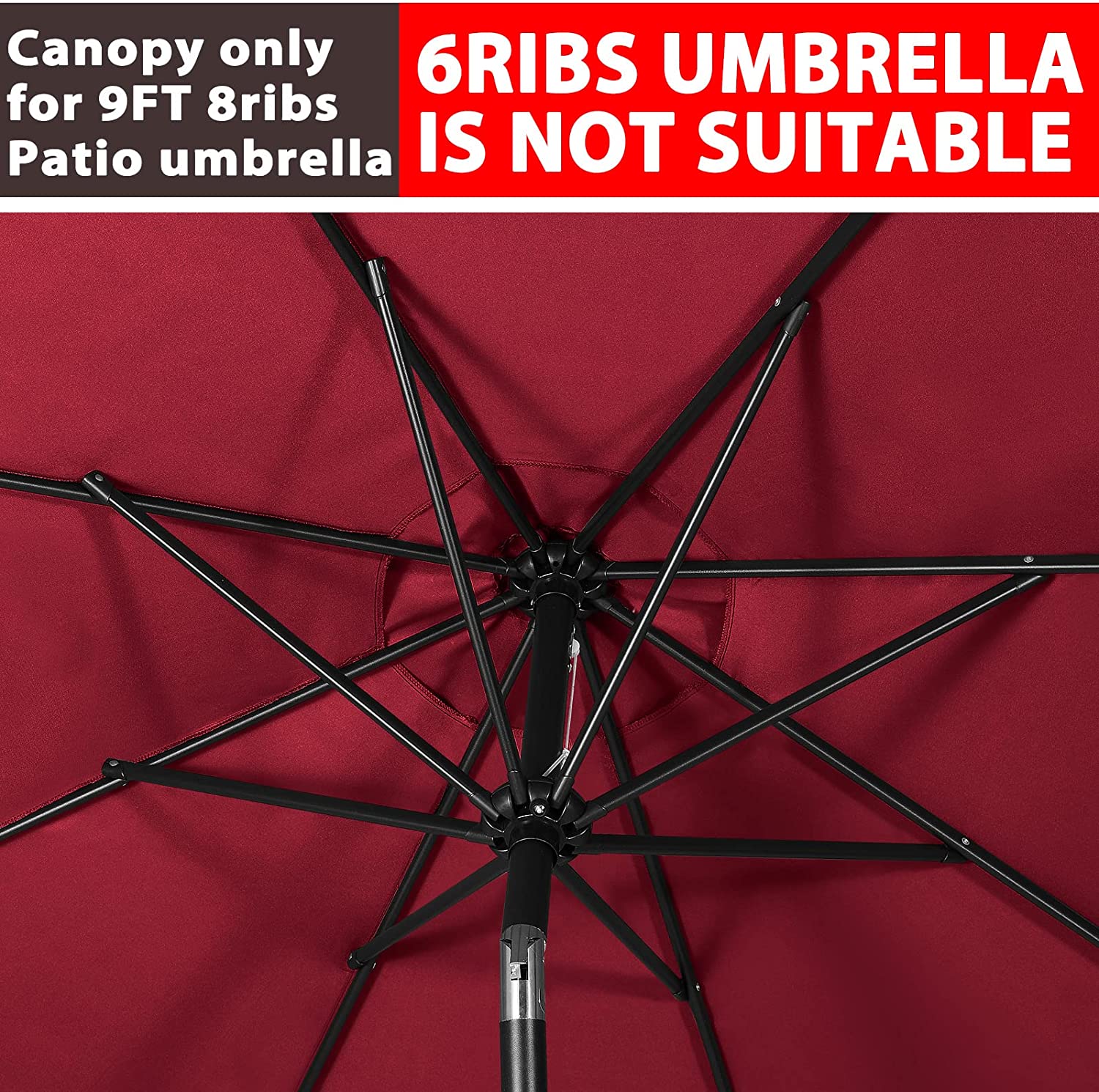Part | 9′ Market Umbrella Top Only | Burgundy | Rental