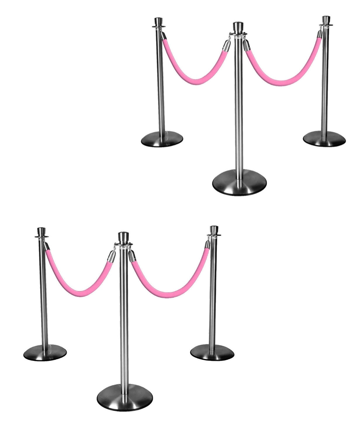 Silver Stanchions w/ Light Pink Ropes | Rental