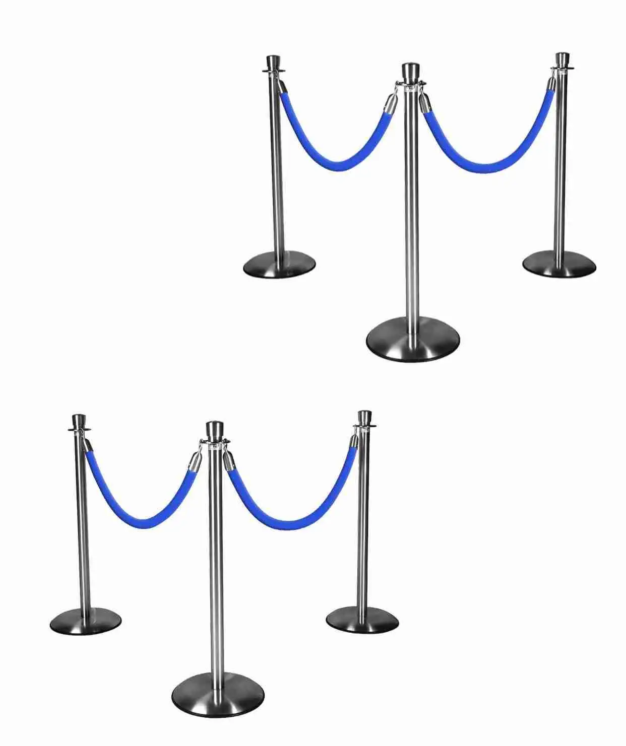 Silver Stanchions w/ Royal Blue Ropes | Rental