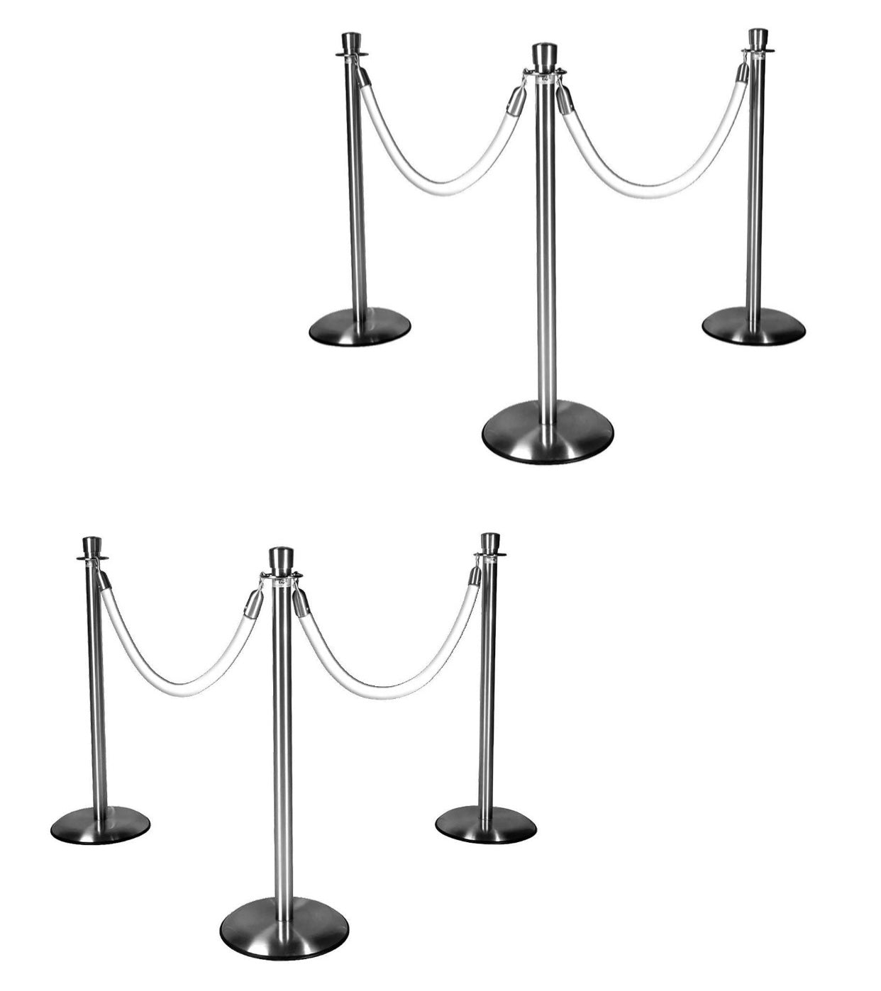 Silver Stanchions w/ White Ropes | Rental