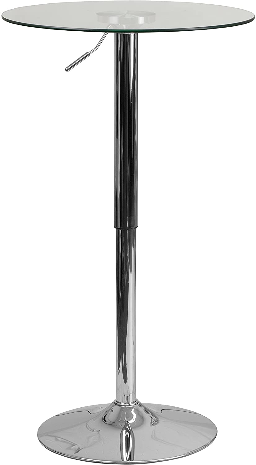 23.5” Round Adjustable Height Glass Cocktail Table (Adjustable Range 33.5” – 41”) Kit | Rental