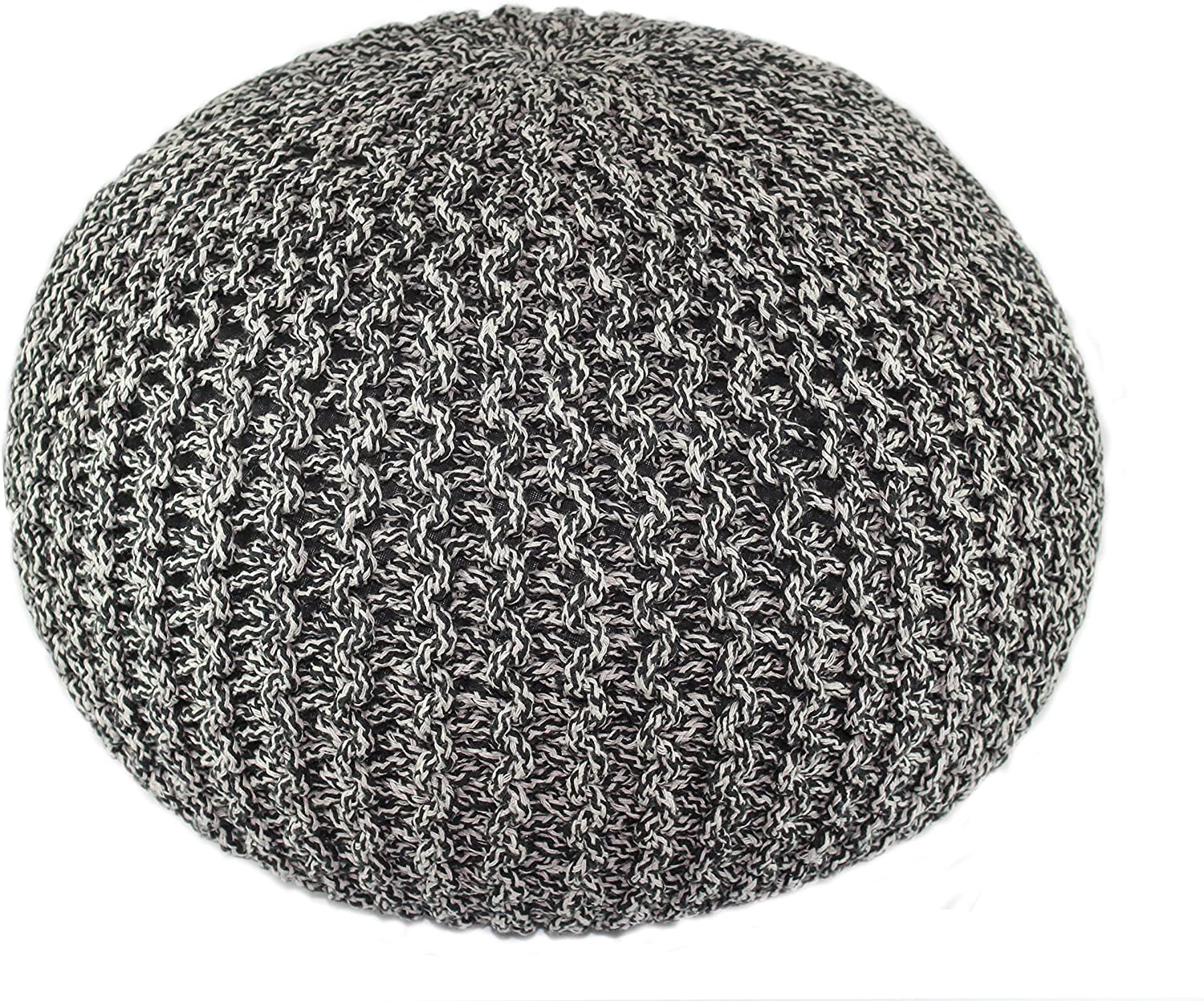 Charcoal Black Hand Knitted Cable Style Dori Pouf – Floor Ottoman | Used – Purchase | Rental