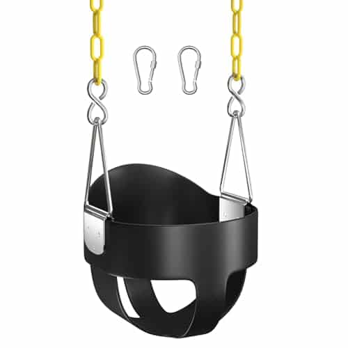 AGPTEK High Back Full Bucket Toddler Swing Seat with Yellow Coated Swing Chains and Carabiners Baby Swing Outdoor for Easy Install (Black) | Rental AGPTEK High Back Full Bucket Toddler Swing Seat with Yellow Coated Swing Chains and Carabiners Baby Swing Outdoor for Easy Install (Black) | Rental