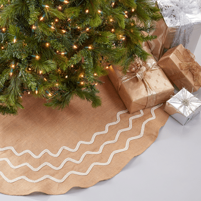 560 Beaded Design Burlap Tree Skirt | Rental