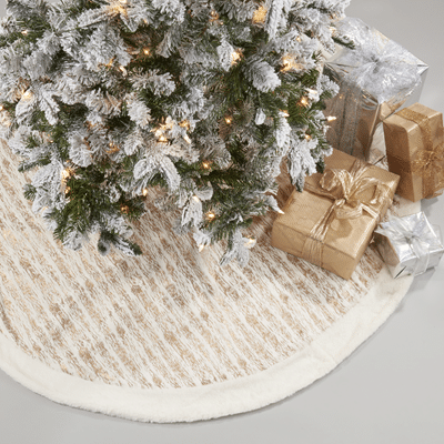 23230 Foil Print Faux Fur Tree Skirt | Rental