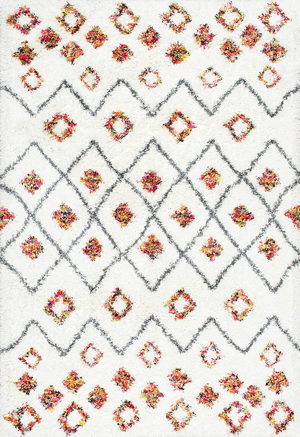 Cicely Bohemian Shag Rug, 5′ 3″ x 7′ 6″, White | Rental Cicely Bohemian Shag Rug, 5′ 3″ x 7′ 6″, White | Rental