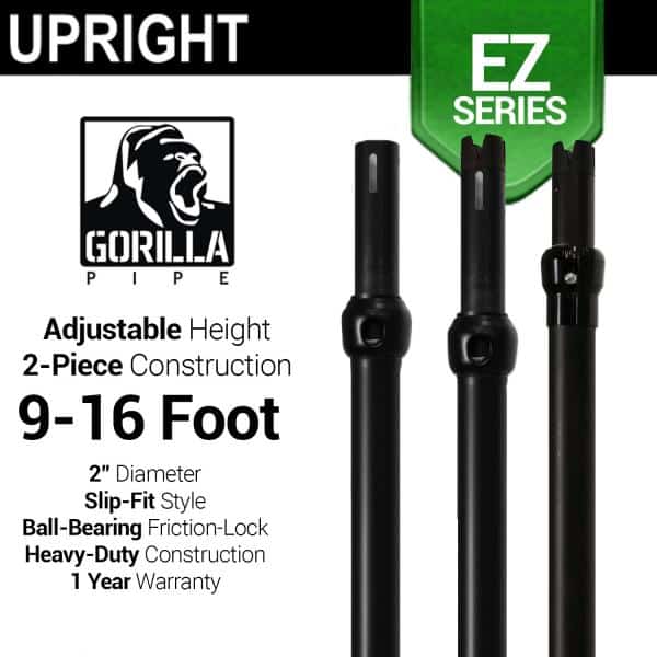 Black Anodized EZ Series – 2-Piece Adjustable Upright w/Slip-Lock (9ft-16ft) | Rental