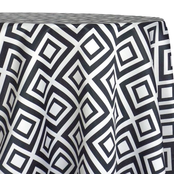 Paragon Print (Lamour) Table Linen in Black and White | Rental