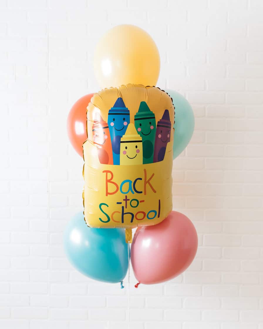 Back 2 School – Crayons Foil and 11in Balloon Bouquet | Purchase