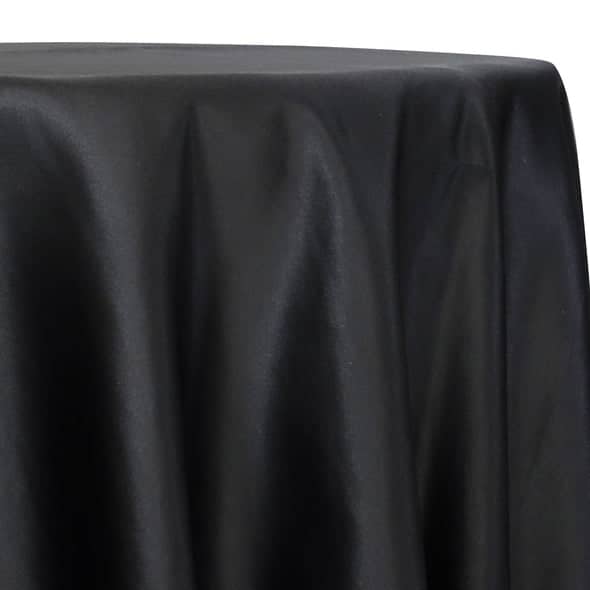 Lamour (Dull) Satin Table Linen in Black 1115 | Rental