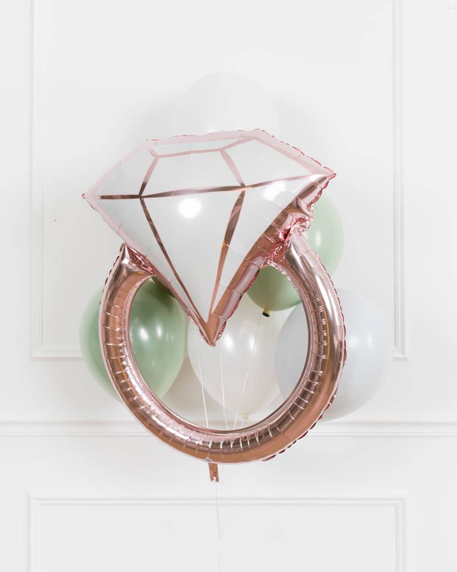 Blushing – Diamond Ring and 11in Balloons – bouquet of 7 | Purchase Blushing – Diamond Ring and 11in Balloons – bouquet of 7 | Purchase
