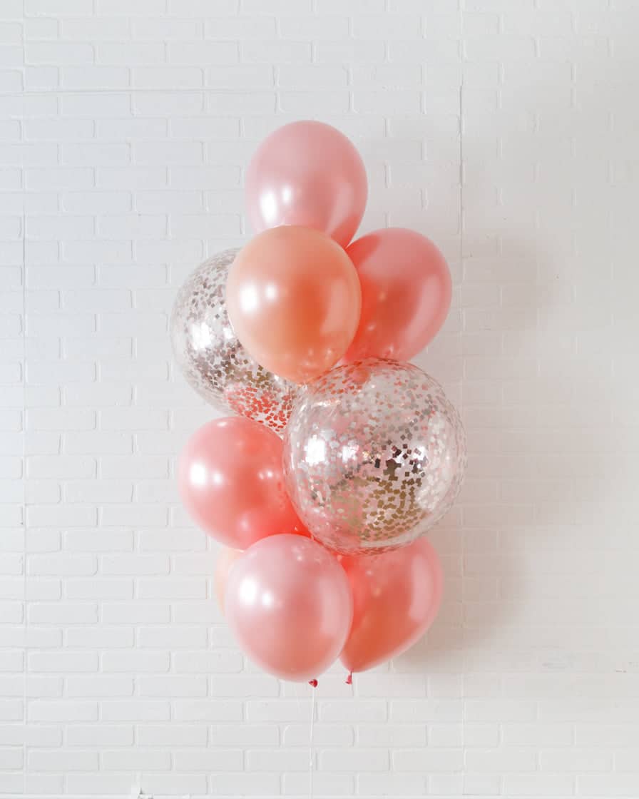 Rosé Bubbles – Confetti and 11in Balloons – bouquet of 10 | Rental Rosé Bubbles – Confetti and 11in Balloons – bouquet of 10 | Rental